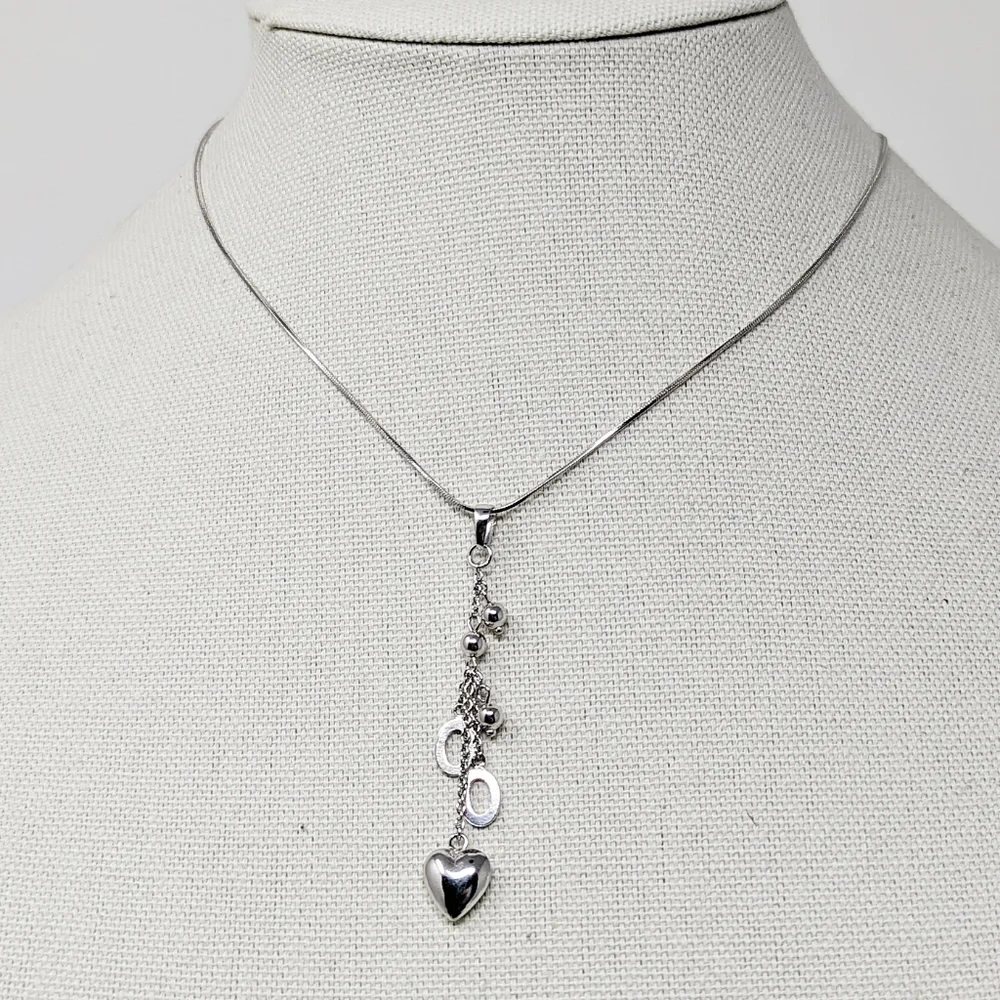 New sterling silver 925 charm dangle pendant necklace heart love ball oval - Picture 5 of 6